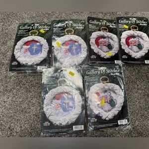 Bucilla gallery lot of 6stitches ornament kits Christmas crescent and Santa NEW